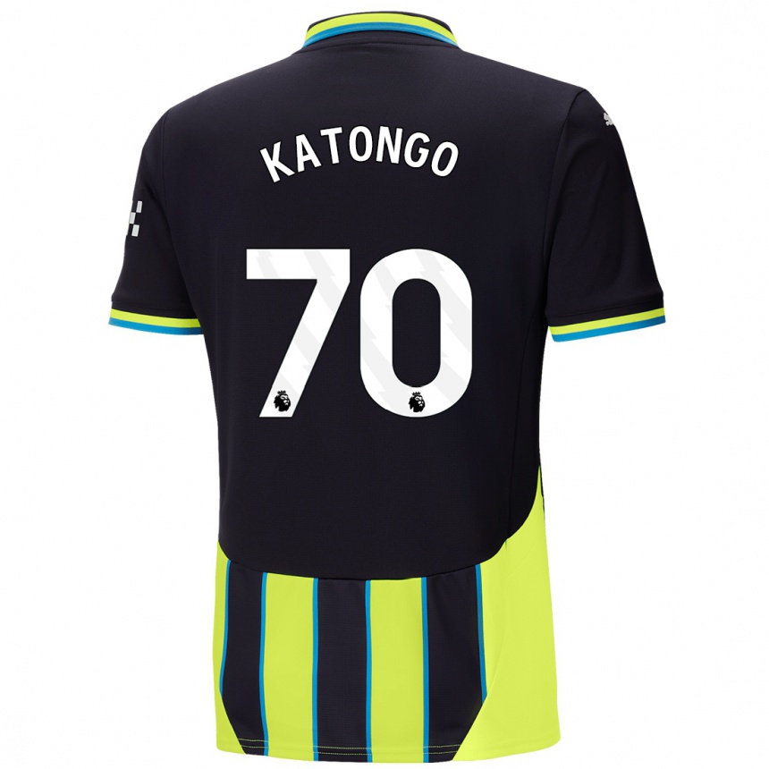 Kids Football Jadel Katongo #70 Blue Yellow Away Jersey 2024/25 T-Shirt Canada