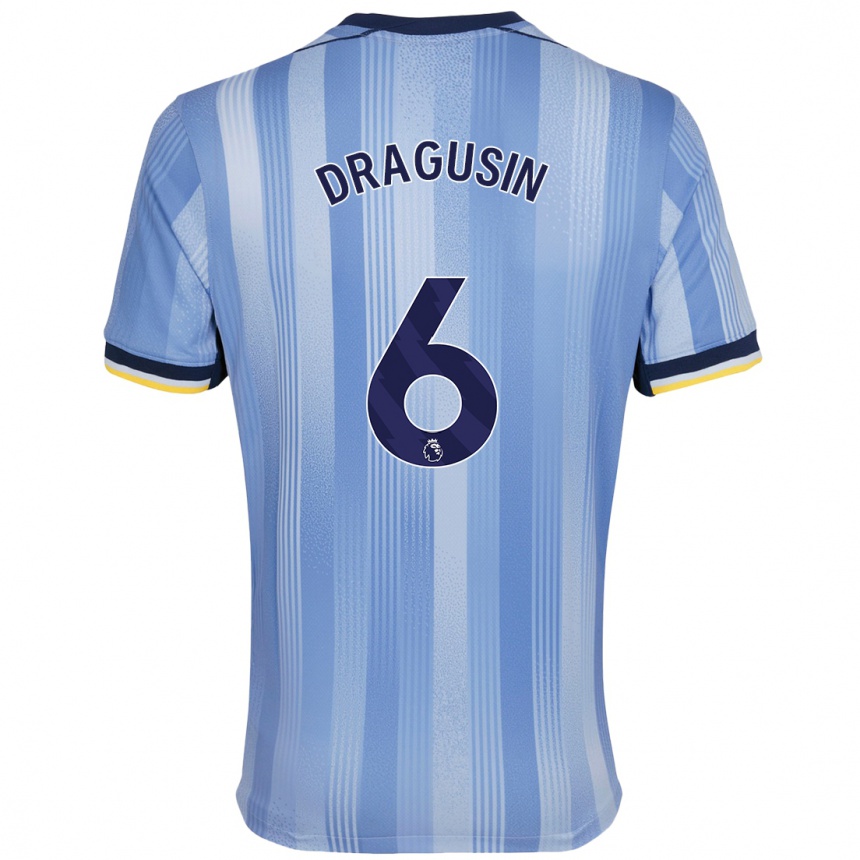 Kids Football Radu Drăgușin #6 Light Blue Away Jersey 2024/25 T-Shirt Canada