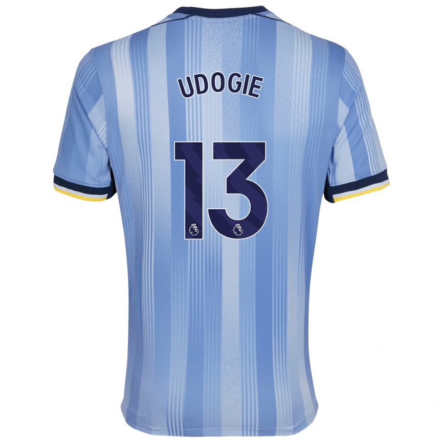 Kids Football Destiny Udogie #13 Light Blue Away Jersey 2024/25 T-Shirt Canada