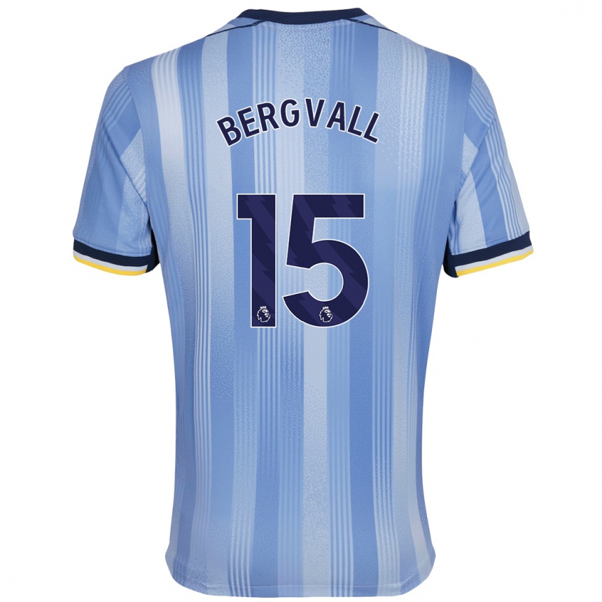 Kids Football Lucas Bergvall #15 Light Blue Away Jersey 2024/25 T-Shirt Canada