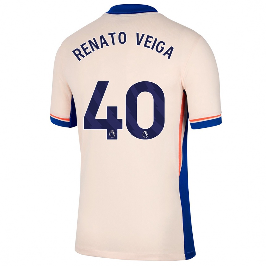 Kids Football Renato Veiga #40 Light Beige Away Jersey 2024/25 T-Shirt Canada