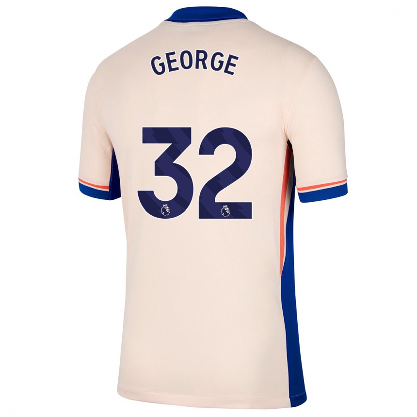 Kids Football Tyrique George #32 Light Beige Away Jersey 2024/25 T-Shirt Canada