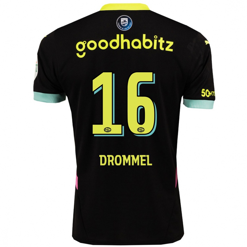 Kids Football Joël Drommel #16 Black Yellow Away Jersey 2024/25 T-Shirt Canada