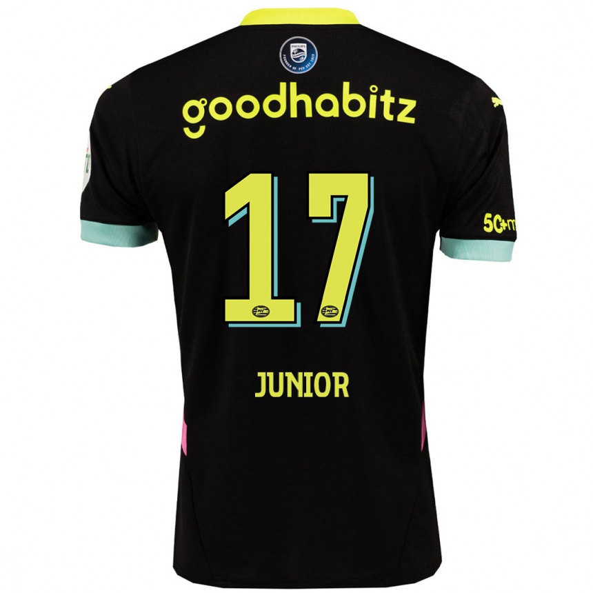 Kids Football Mauro Júnior #17 Black Yellow Away Jersey 2024/25 T-Shirt Canada