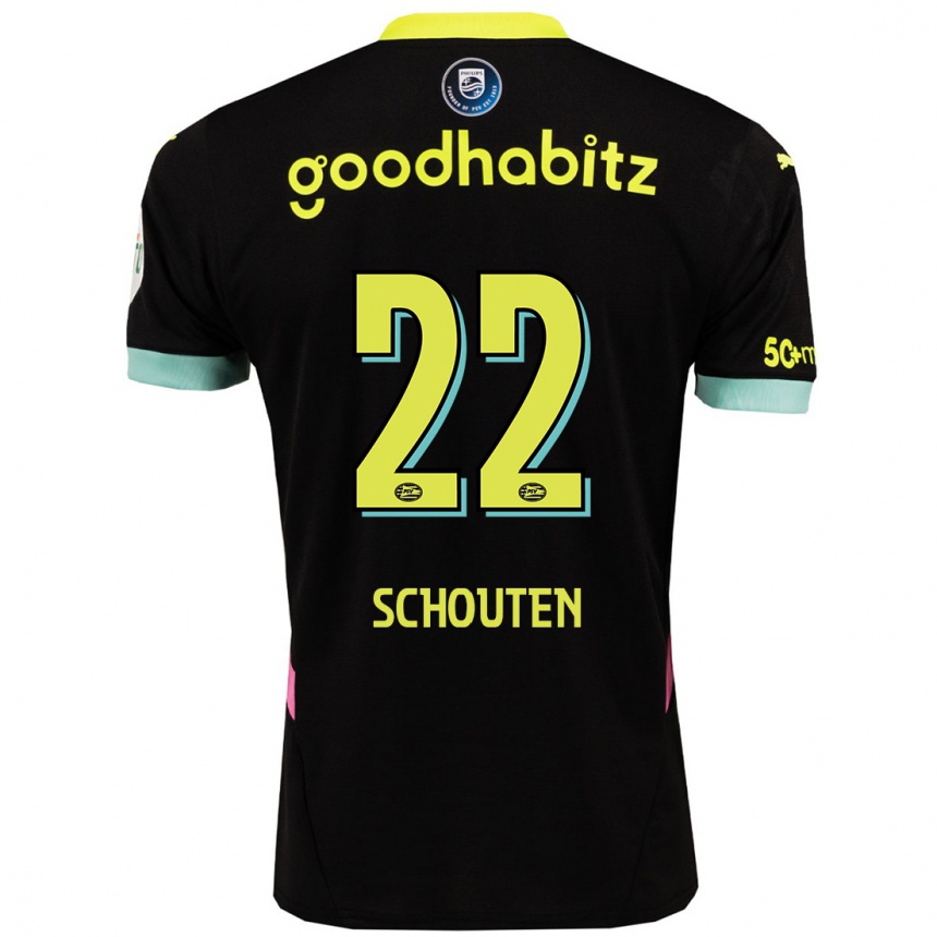 Kids Football Jerdy Schouten #22 Black Yellow Away Jersey 2024/25 T-Shirt Canada