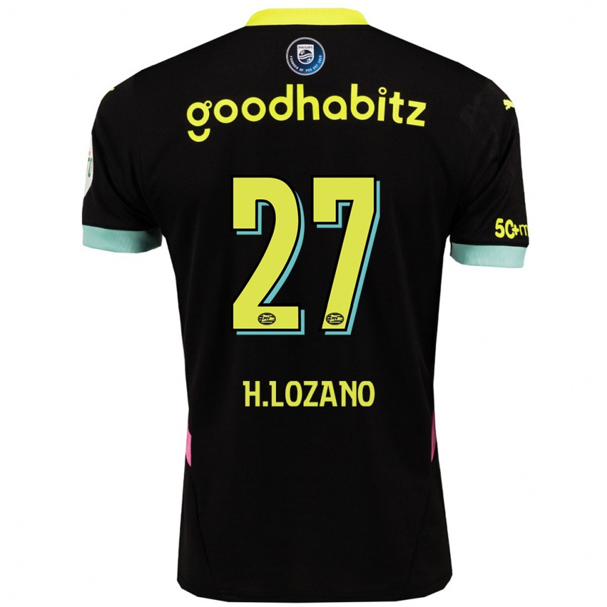 Enfant Football Maillot Hirving Lozano #27 Noir Jaune Tenues Extérieur 2024/25 Canada