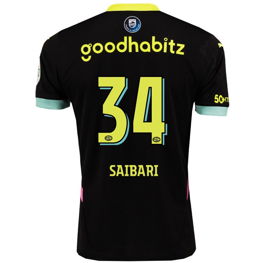 Enfant Football Maillot Ismael Saibari #34 Noir Jaune Tenues Extérieur 2024/25 Canada