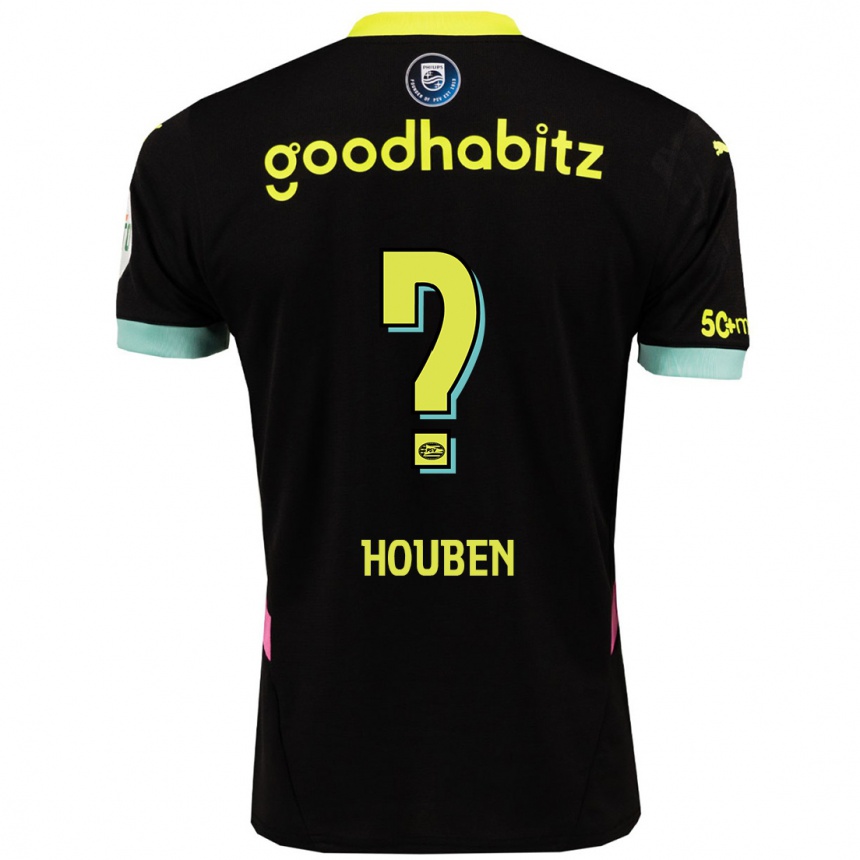 Kids Football Iggy Houben #0 Black Yellow Away Jersey 2024/25 T-Shirt Canada