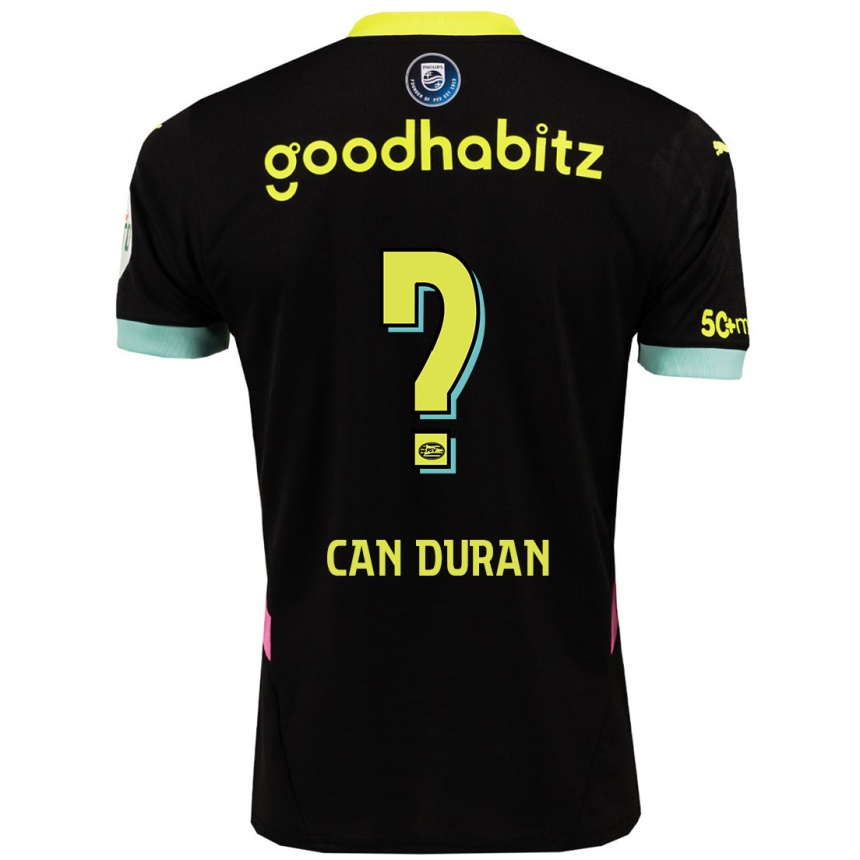 Kids Football Emre Can Duran #0 Black Yellow Away Jersey 2024/25 T-Shirt Canada