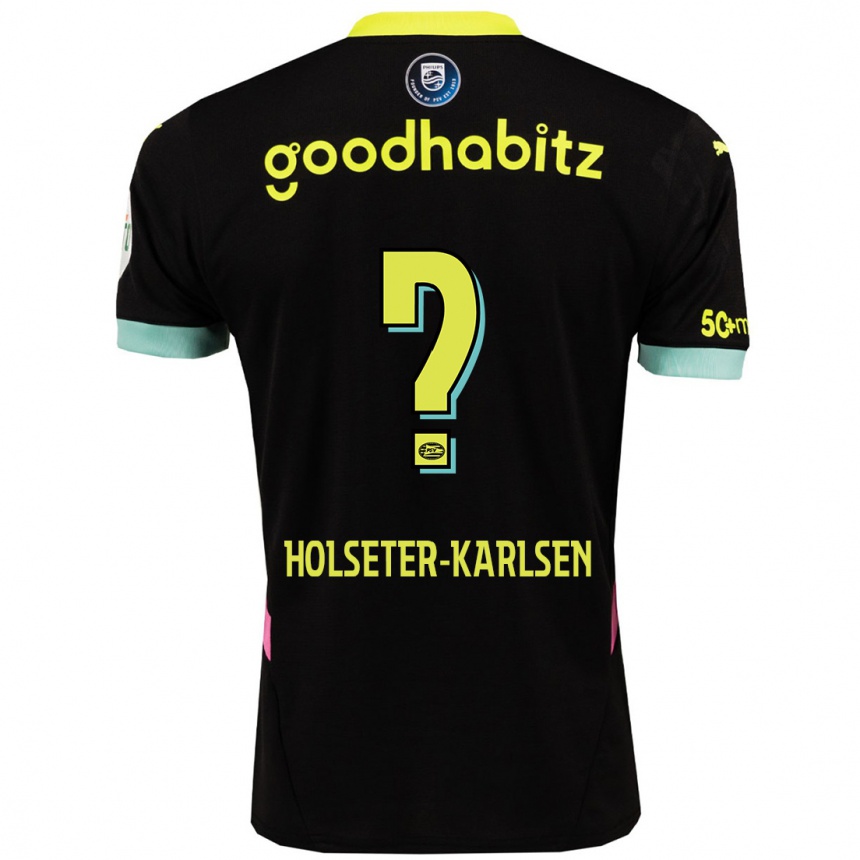 Kids Football Philip Holseter-Karlsen #0 Black Yellow Away Jersey 2024/25 T-Shirt Canada