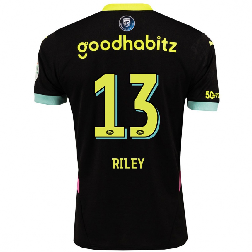 Kids Football Indiah-Paige Riley #13 Black Yellow Away Jersey 2024/25 T-Shirt Canada