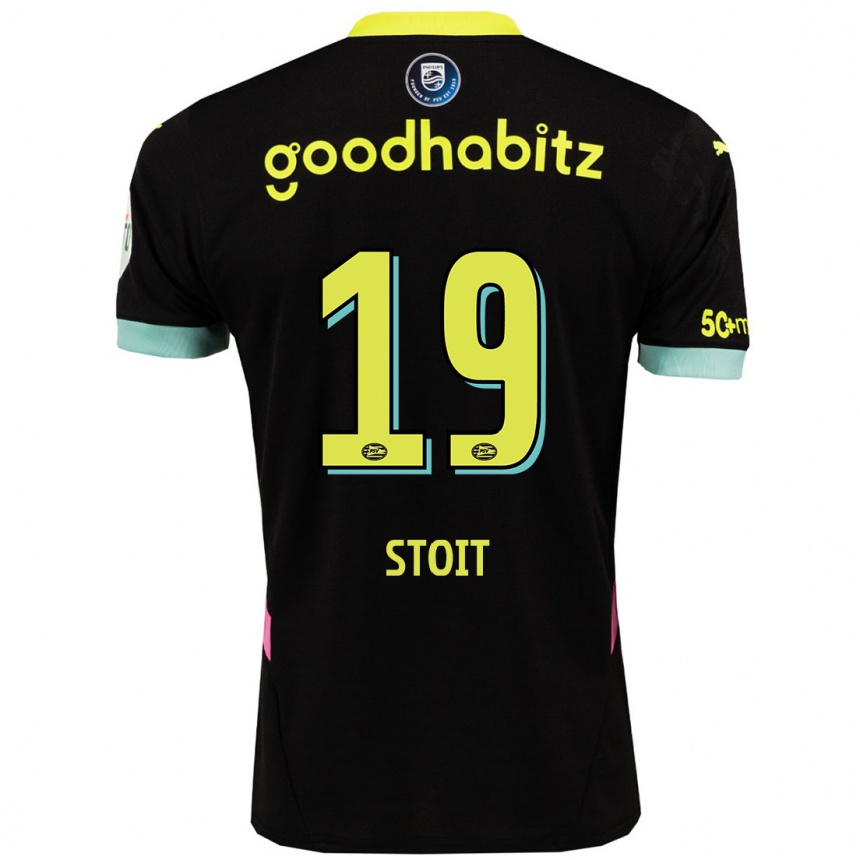 Kids Football Fleur Stoit #19 Black Yellow Away Jersey 2024/25 T-Shirt Canada