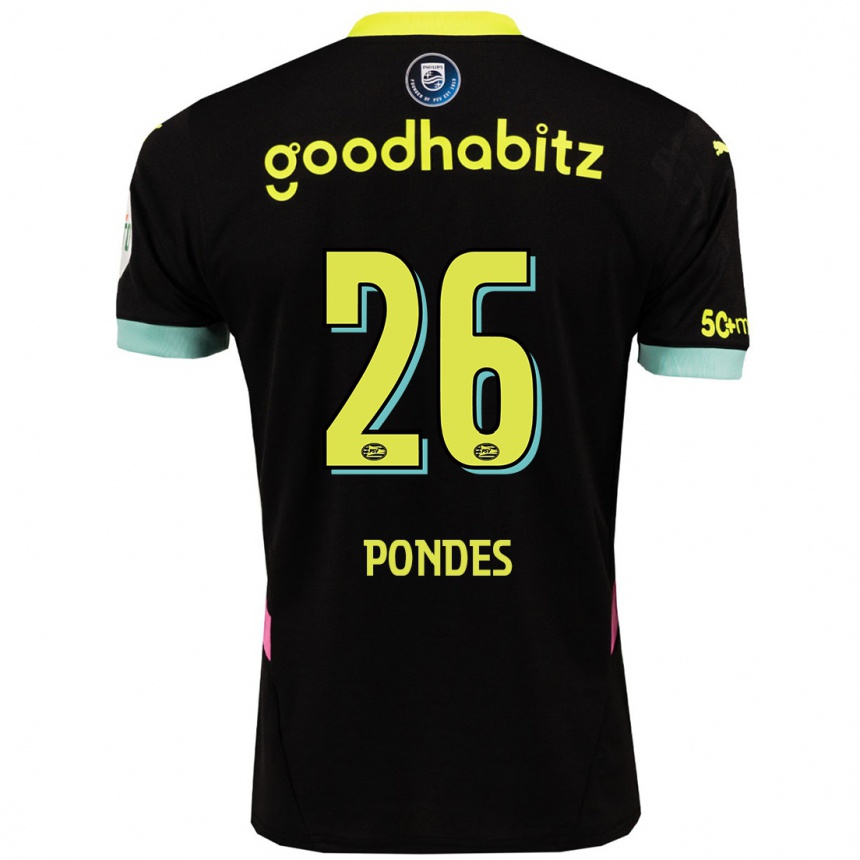 Kids Football Moon Pondes #26 Black Yellow Away Jersey 2024/25 T-Shirt Canada