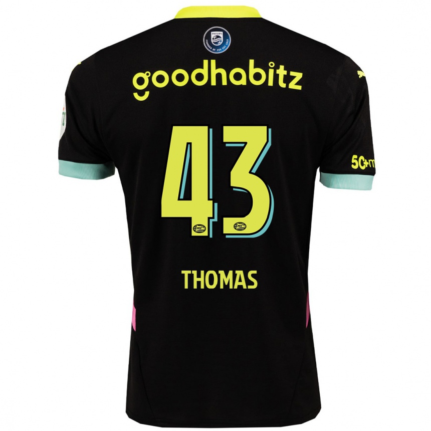 Kids Football Kealyn Thomas #43 Black Yellow Away Jersey 2024/25 T-Shirt Canada