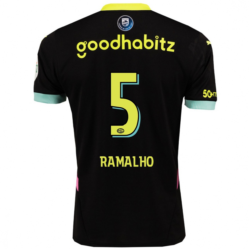 Kids Football André Ramalho #5 Black Yellow Away Jersey 2024/25 T-Shirt Canada