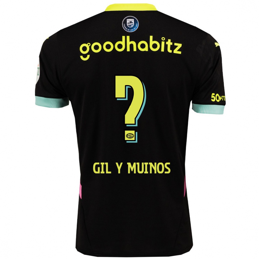 Kids Football Yaël Gil Y Muiños #0 Black Yellow Away Jersey 2024/25 T-Shirt Canada