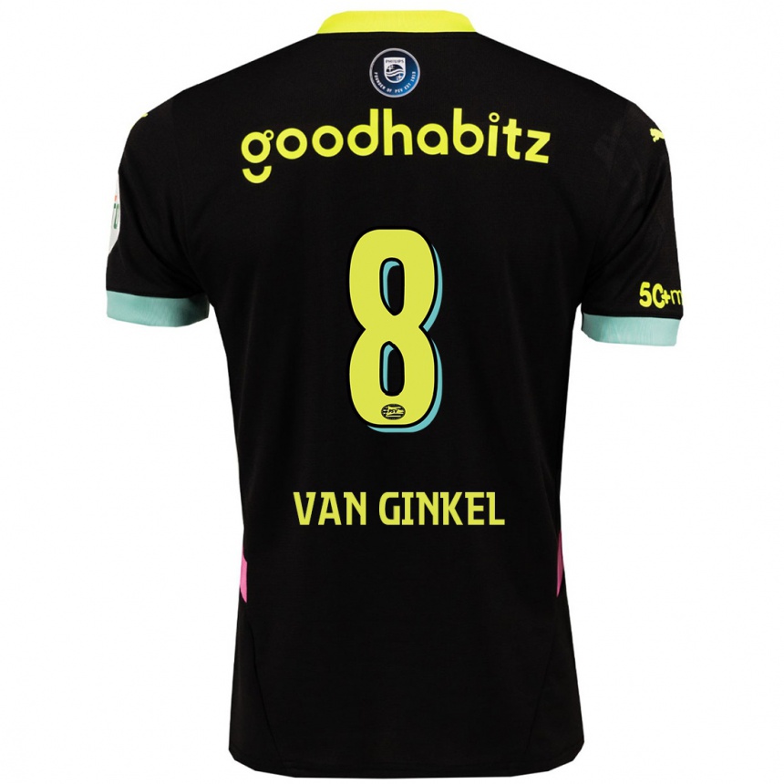 Kids Football Marco Van Ginkel #8 Black Yellow Away Jersey 2024/25 T-Shirt Canada