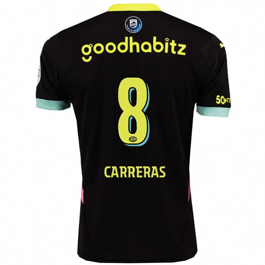 Kids Football Georgina Carreras #8 Black Yellow Away Jersey 2024/25 T-Shirt Canada