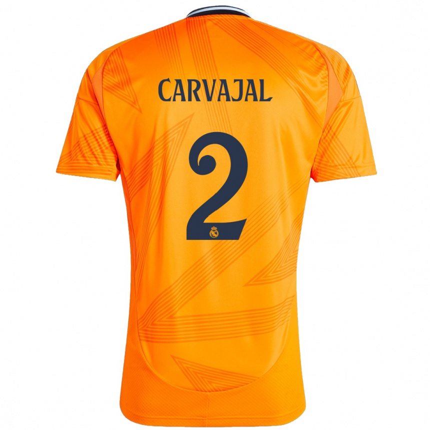 Kids Football Daniel Carvajal #2 Orange Away Jersey 2024/25 T-Shirt Canada