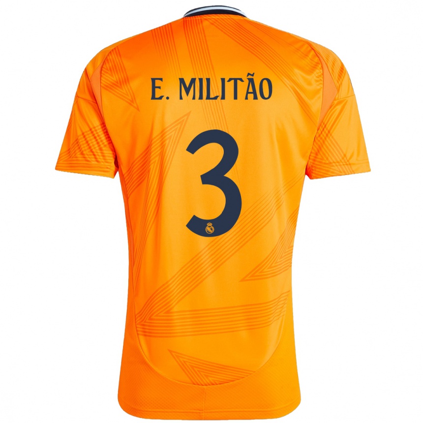 Kids Football Eder Militao #3 Orange Away Jersey 2024/25 T-Shirt Canada