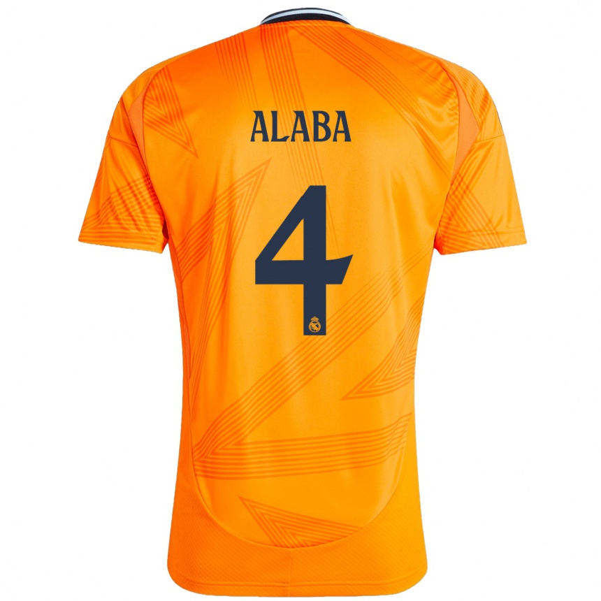 Kids Football David Alaba #4 Orange Away Jersey 2024/25 T-Shirt Canada