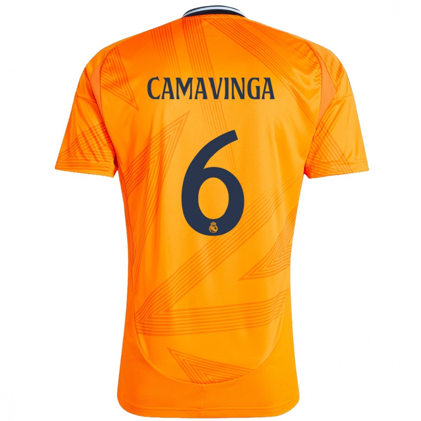 Enfant Football Maillot Eduardo Camavinga #6 Orange Tenues Extérieur 2024/25 Canada