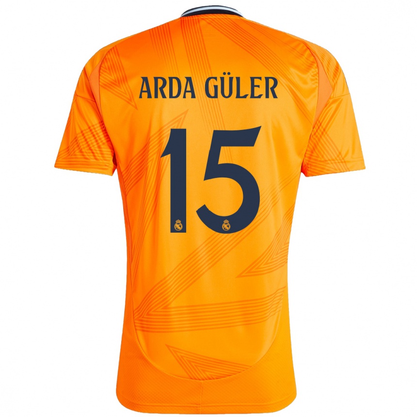 Kids Football Arda Güler #15 Orange Away Jersey 2024/25 T-Shirt Canada