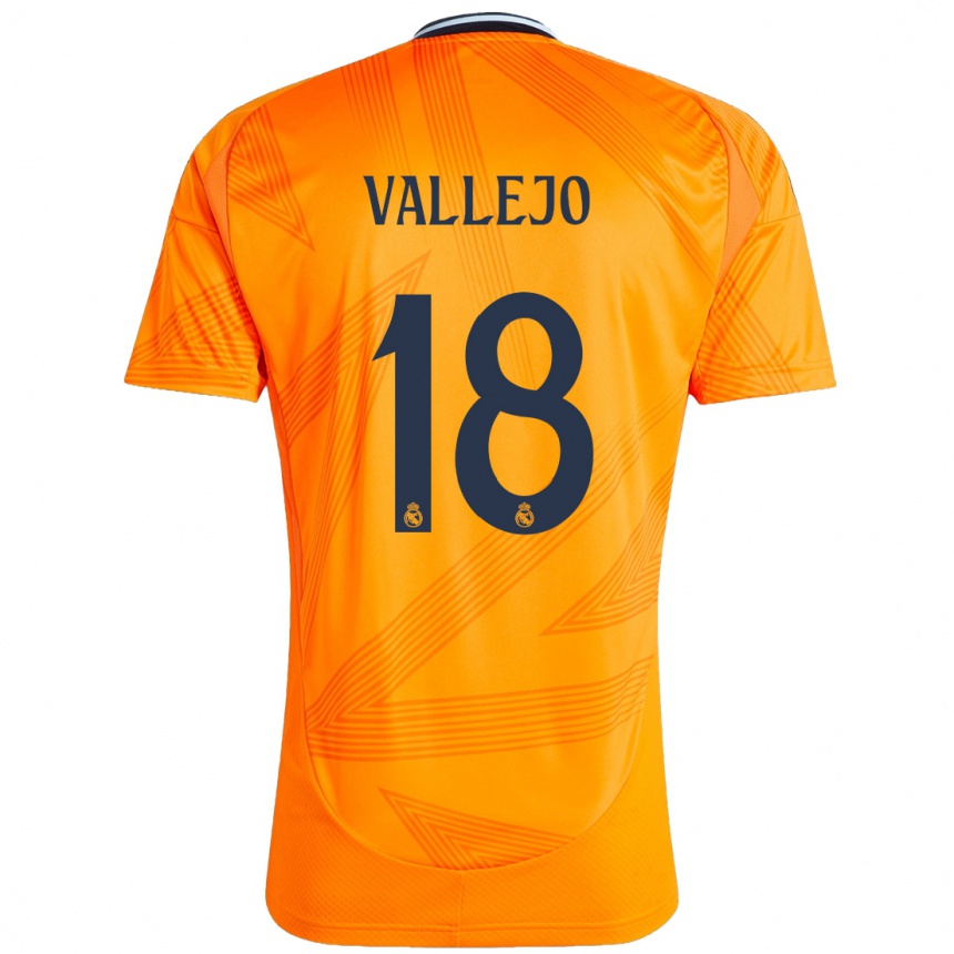 Kids Football Jesus Vallejo #18 Orange Away Jersey 2024/25 T-Shirt Canada