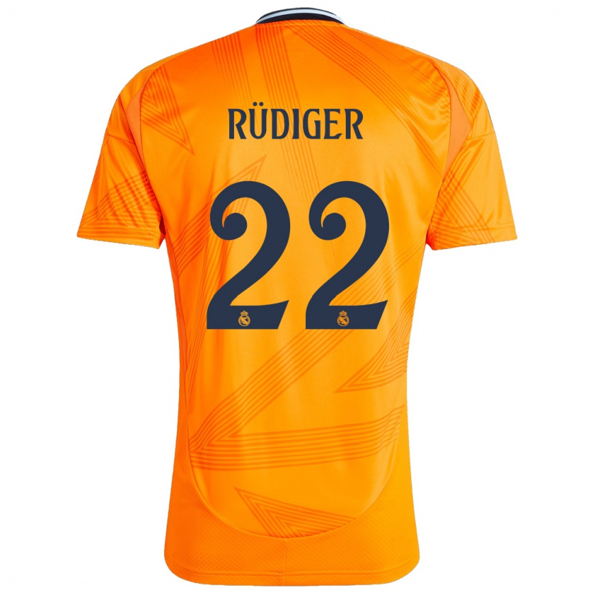 Kids Football Antonio Rudiger #22 Orange Away Jersey 2024/25 T-Shirt Canada