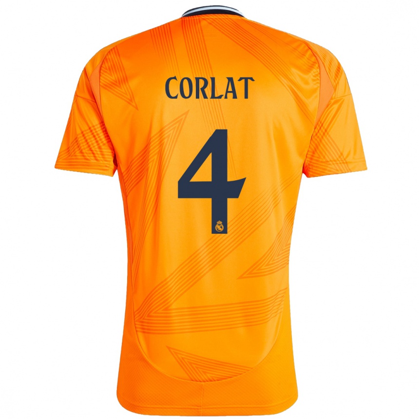 Kids Football Edu Corlat #4 Orange Away Jersey 2024/25 T-Shirt Canada