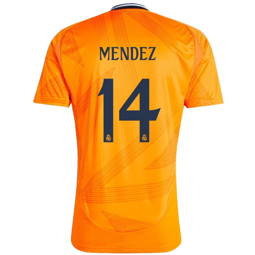 Kids Football María Méndez #14 Orange Away Jersey 2024/25 T-Shirt Canada