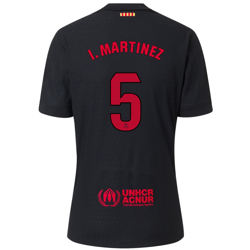 Kids Football Iñigo Martínez #5 Black Red Away Jersey 2024/25 T-Shirt Canada