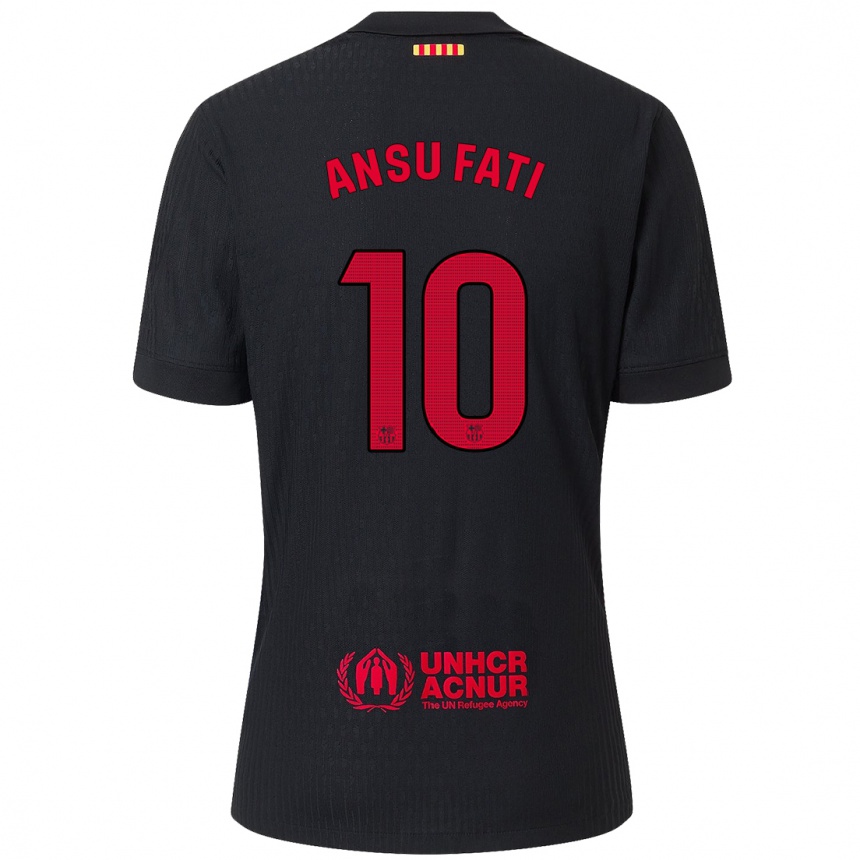 Kids Football Ansu Fati #10 Black Red Away Jersey 2024/25 T-Shirt Canada