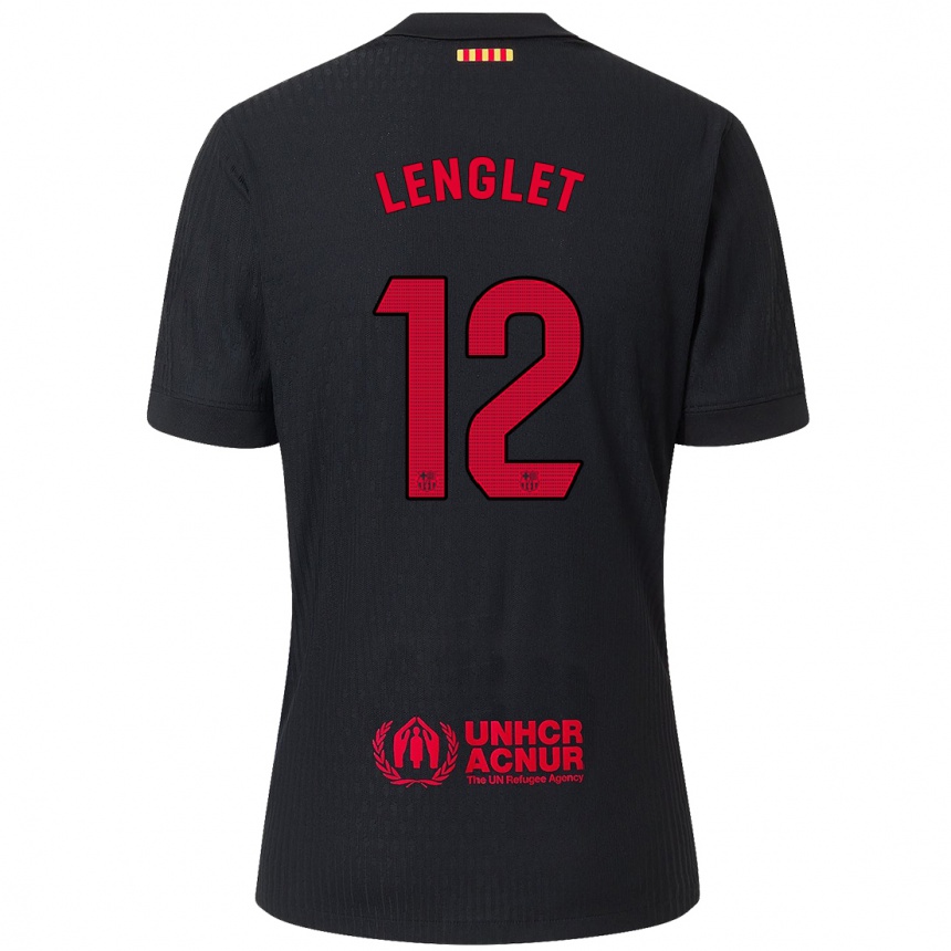 Kids Football Clement Lenglet #12 Black Red Away Jersey 2024/25 T-Shirt Canada