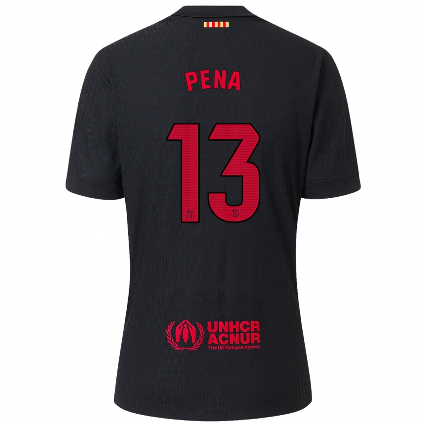 Kids Football Inaki Pena #13 Black Red Away Jersey 2024/25 T-Shirt Canada