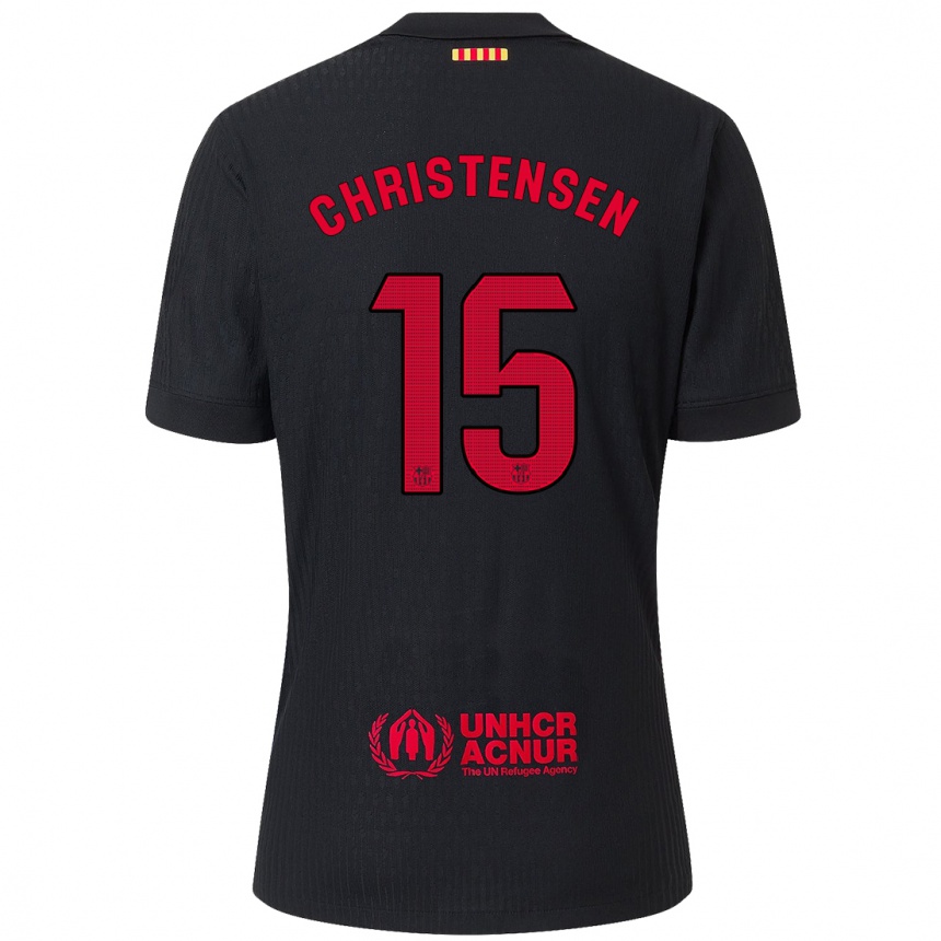 Kids Football Andreas Christensen #15 Black Red Away Jersey 2024/25 T-Shirt Canada