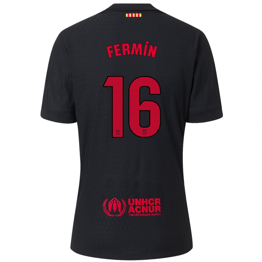 Kids Football Fermin Lopez #16 Black Red Away Jersey 2024/25 T-Shirt Canada