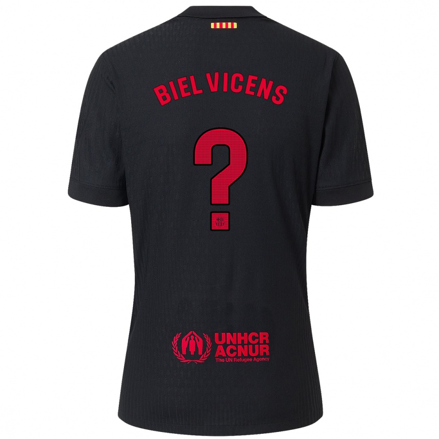 Enfant Football Maillot Biel Vicens #0 Noir Rouge Tenues Extérieur 2024/25 Canada