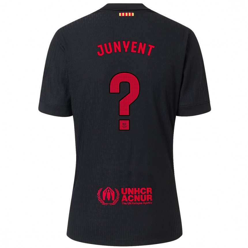 Kids Football Quim Junyent #0 Black Red Away Jersey 2024/25 T-Shirt Canada