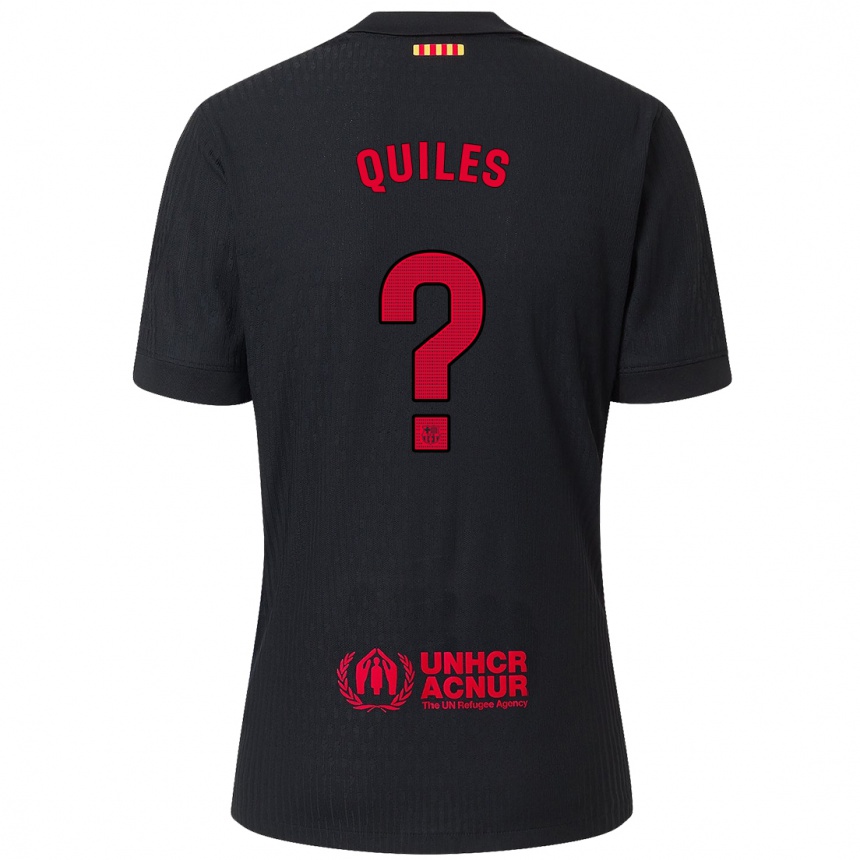 Kids Football Jan Quiles #0 Black Red Away Jersey 2024/25 T-Shirt Canada