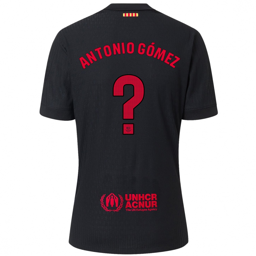 Kids Football Antonio Gómez #0 Black Red Away Jersey 2024/25 T-Shirt Canada