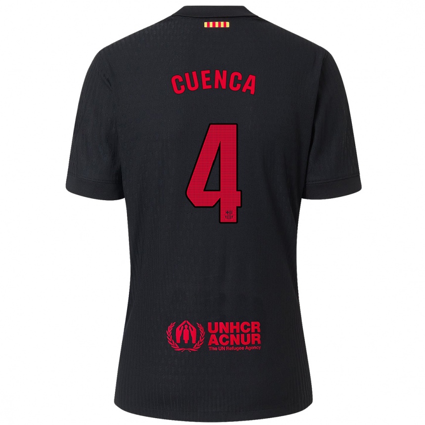 Kids Football Andrés Cuenca #4 Black Red Away Jersey 2024/25 T-Shirt Canada