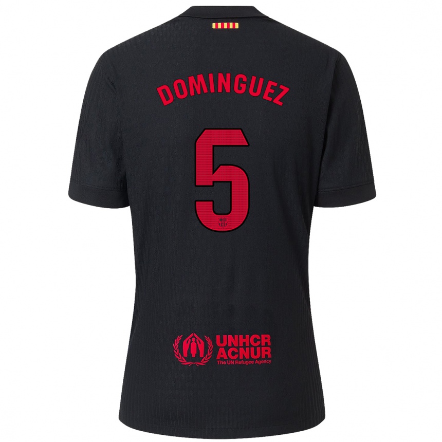 Kids Football Sergi Dominguez #5 Black Red Away Jersey 2024/25 T-Shirt Canada