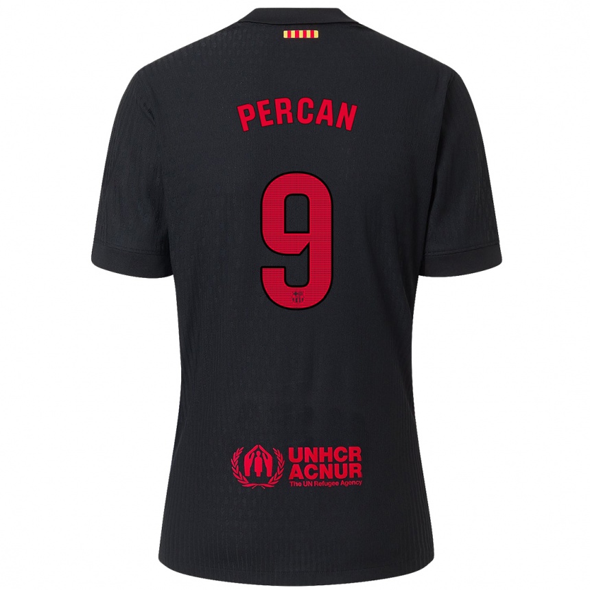 Kids Football Diego Percan #9 Black Red Away Jersey 2024/25 T-Shirt Canada