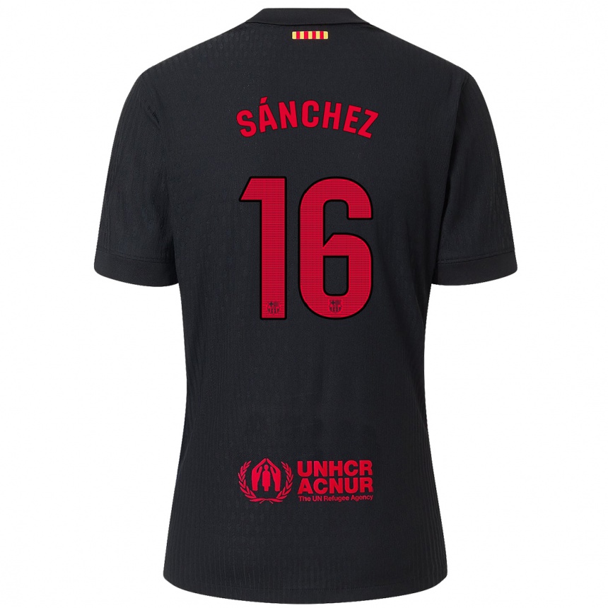 Kids Football Edu Sánchez #16 Black Red Away Jersey 2024/25 T-Shirt Canada