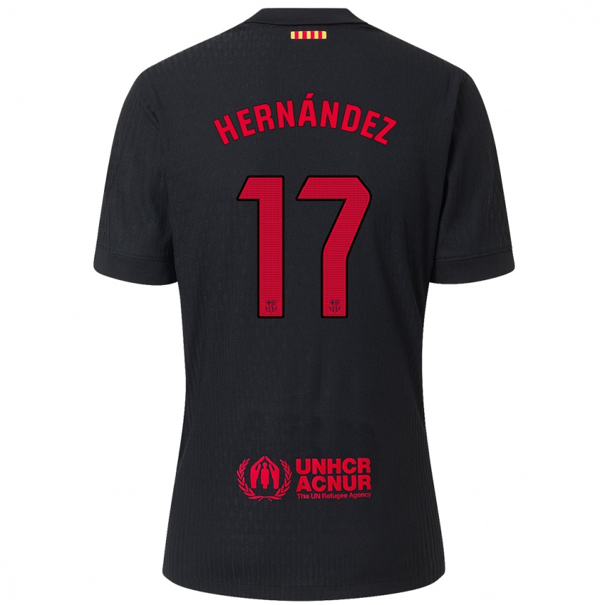 Kids Football Juan Hernández #17 Black Red Away Jersey 2024/25 T-Shirt Canada