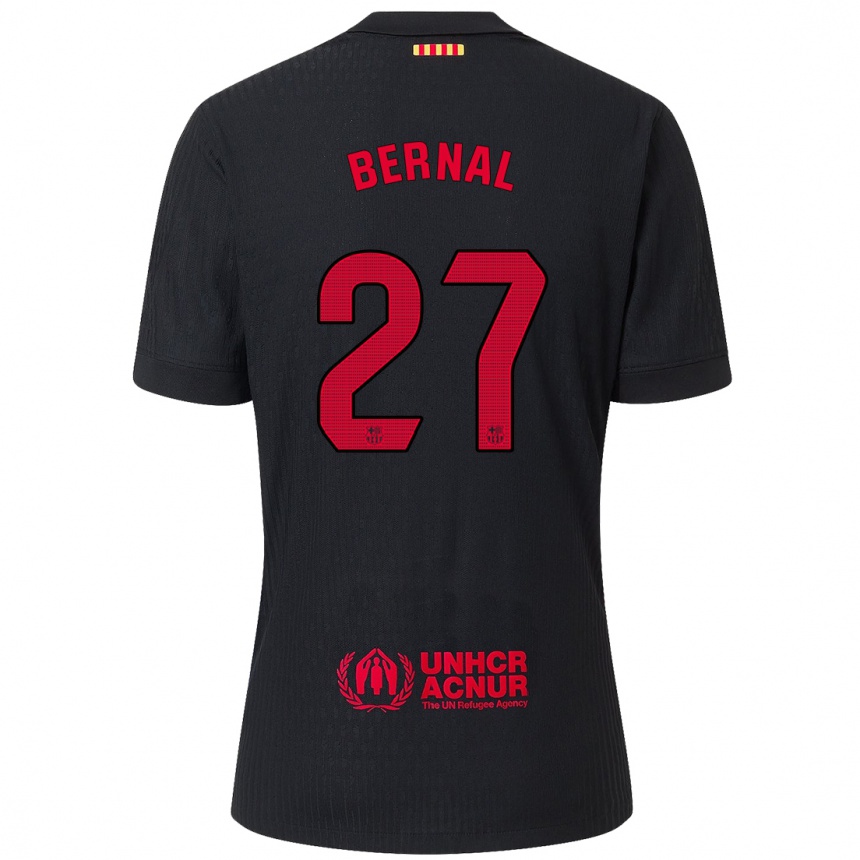 Kids Football Marc Bernal #27 Black Red Away Jersey 2024/25 T-Shirt Canada