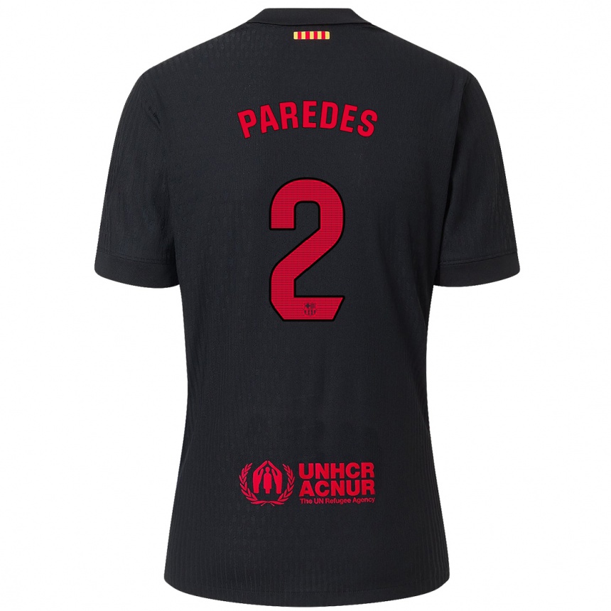 Enfant Football Maillot Irene Paredes #2 Noir Rouge Tenues Extérieur 2024/25 Canada