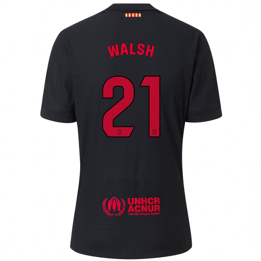 Kids Football Keira Walsh #21 Black Red Away Jersey 2024/25 T-Shirt Canada