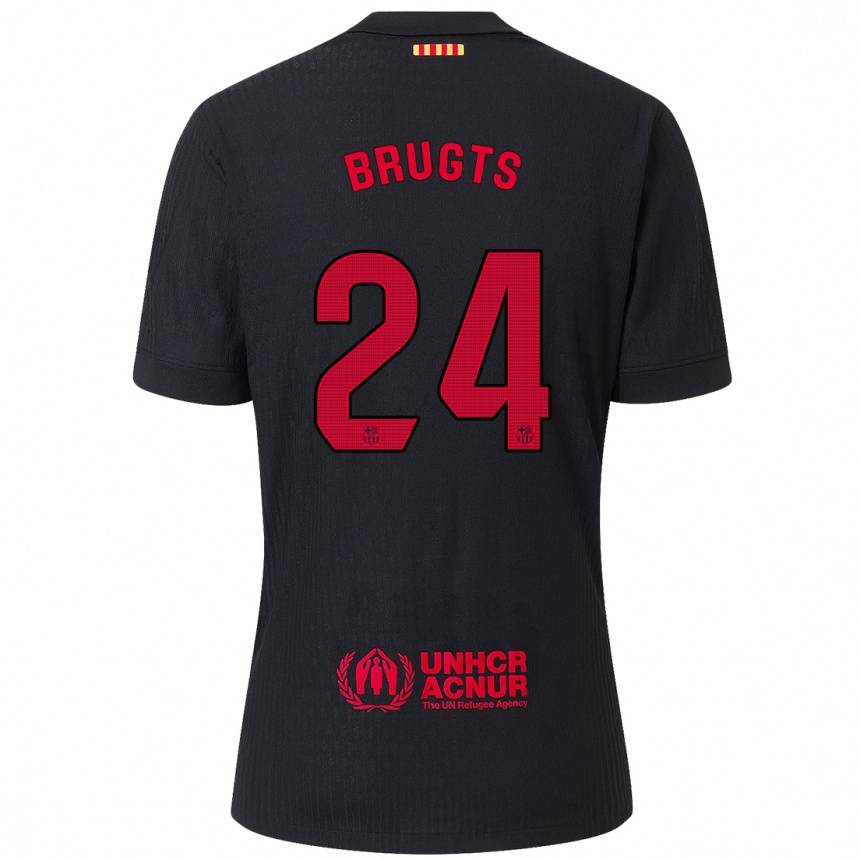 Enfant Football Maillot Esmee Brugts #24 Noir Rouge Tenues Extérieur 2024/25 Canada